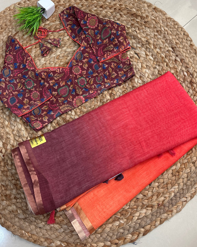 Saree With Stitched Blouse - (SIZE-38-42) - SWSB 819