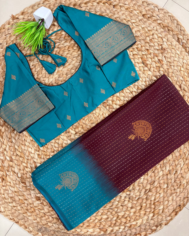 Saree With Stitched Blouse - (SIZE-38-42) - SWSB 834