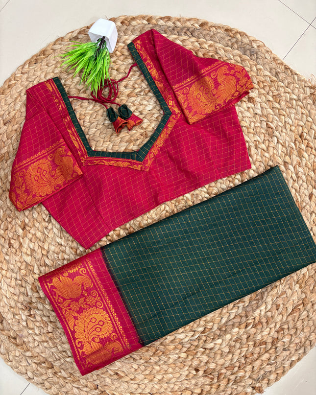 Saree With Stitched Blouse - (SIZE-40-44) - SWSB 802