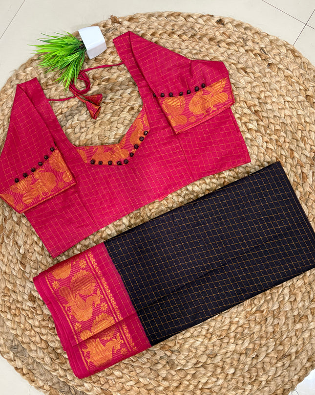 Saree With Stitched Blouse - (SIZE-40-44) - SWSB 806