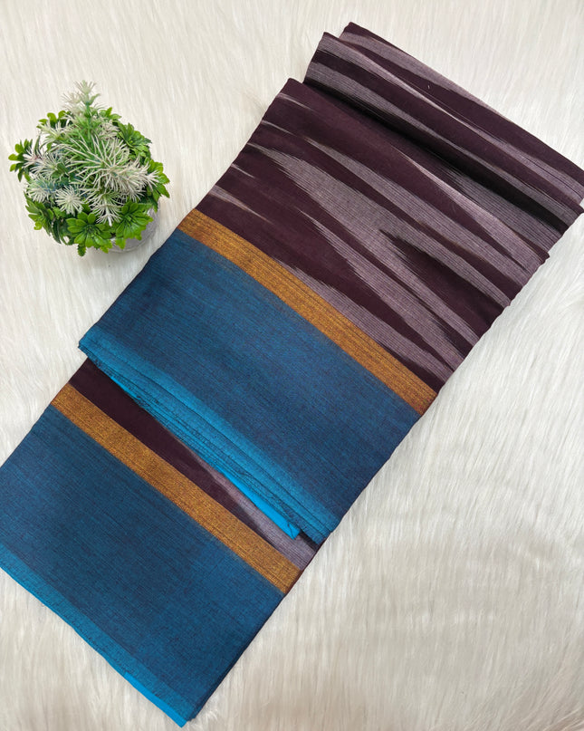 Elegant Ikkat Cotton Saree with Blouse – 6.3m 💫