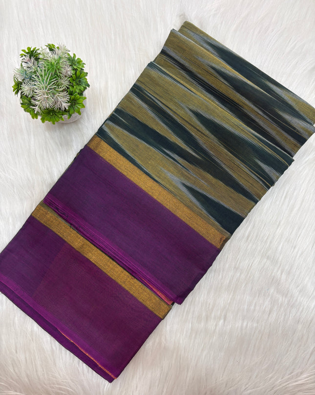 Luxury 120 Count Ikkat Cotton Saree – Timeless Beauty 🌸