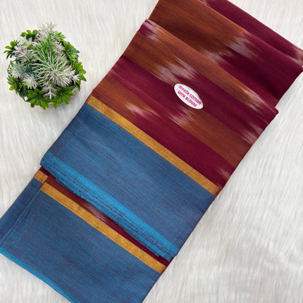 Premium Cotton Ikkat Saree – Lightweight Comfort 🌺