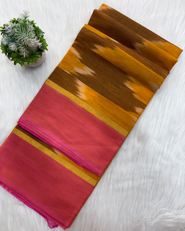 Authentic Ikkat Cotton Saree – 6.3m with Blouse 🌷