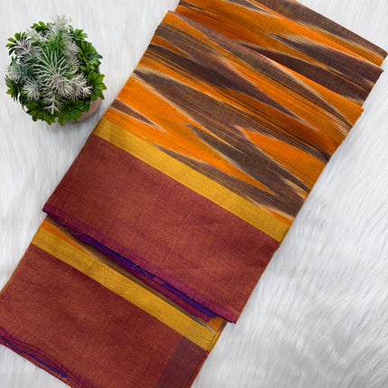 Fine 120 Count Cotton Saree – Ikkat Perfection 💫
