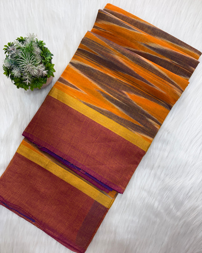 Fine 120 Count Cotton Saree – Ikkat Perfection 💫