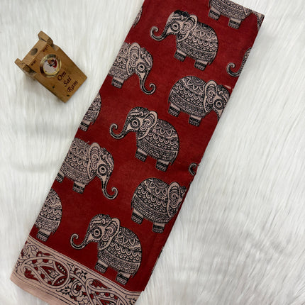 Heritage Handprint Kalamkari Saree