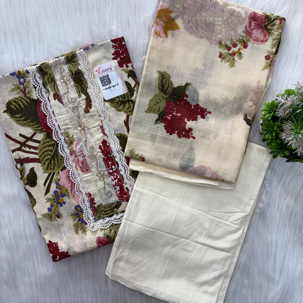 Ethnic Cotton Unstitched Set (Unstitched)