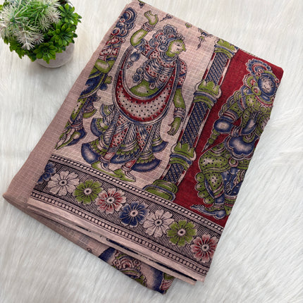 Soft Aura Cotta Kalamkari Saree