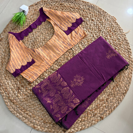 Saree With Stitched Blouse - (SIZE-38-42) - SWSB 858