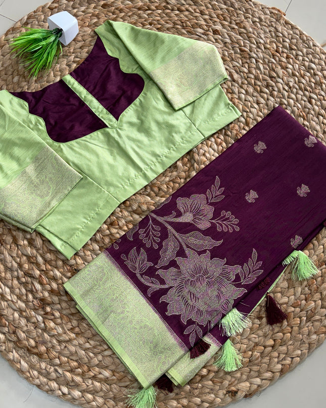 Saree With Stitched Blouse - (SIZE-38-42) - SWSB 890
