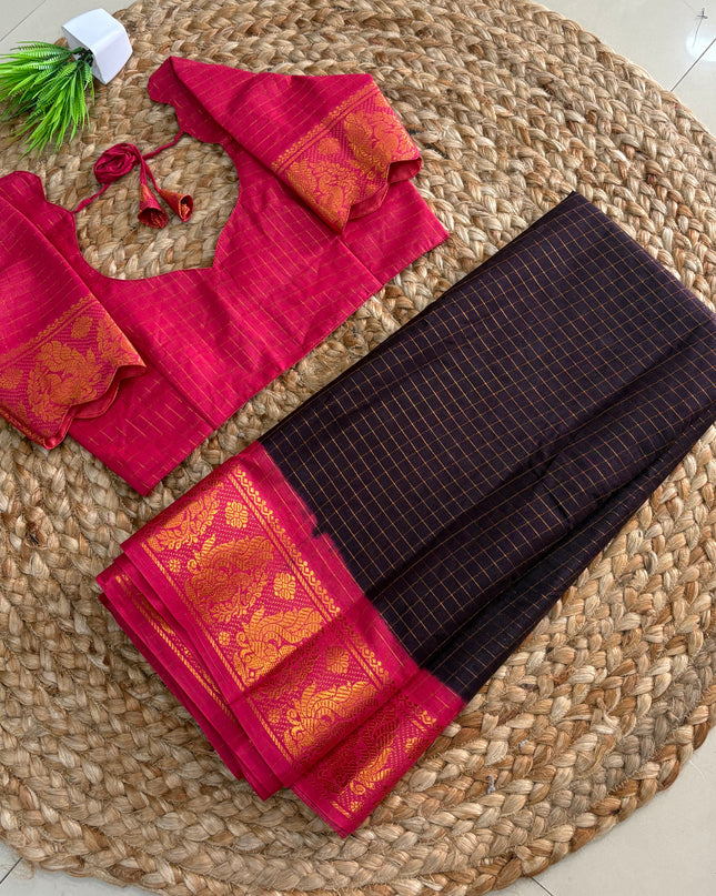 Saree with Stitched Blouse - (SIZE-34 - 38) - SWSB 893