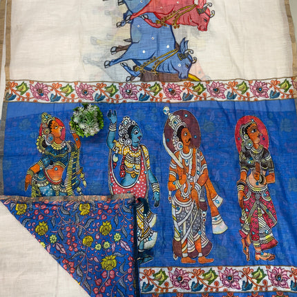 Soft Linen Cotton Saree with Natural Texture & Graceful Drape