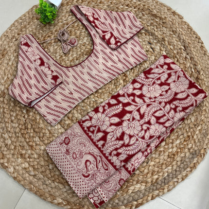 Saree With Stitched Blouse - (SIZE-40-44) - SWSB 899