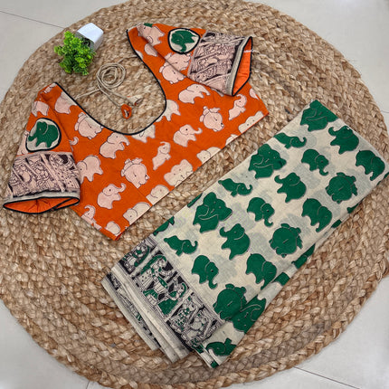 Saree With Stitched Blouse - (SIZE-40-44) - SWSB 898