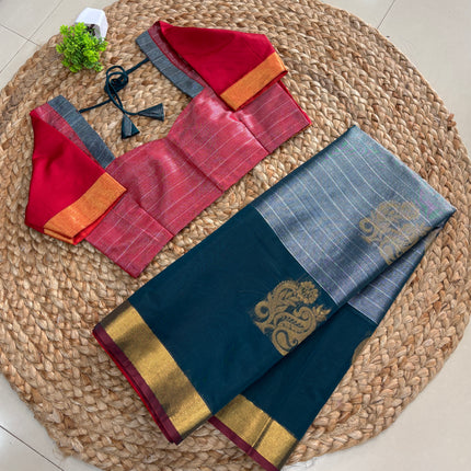Saree With Stitched Blouse - (SIZE-38-42) - SWSB 990