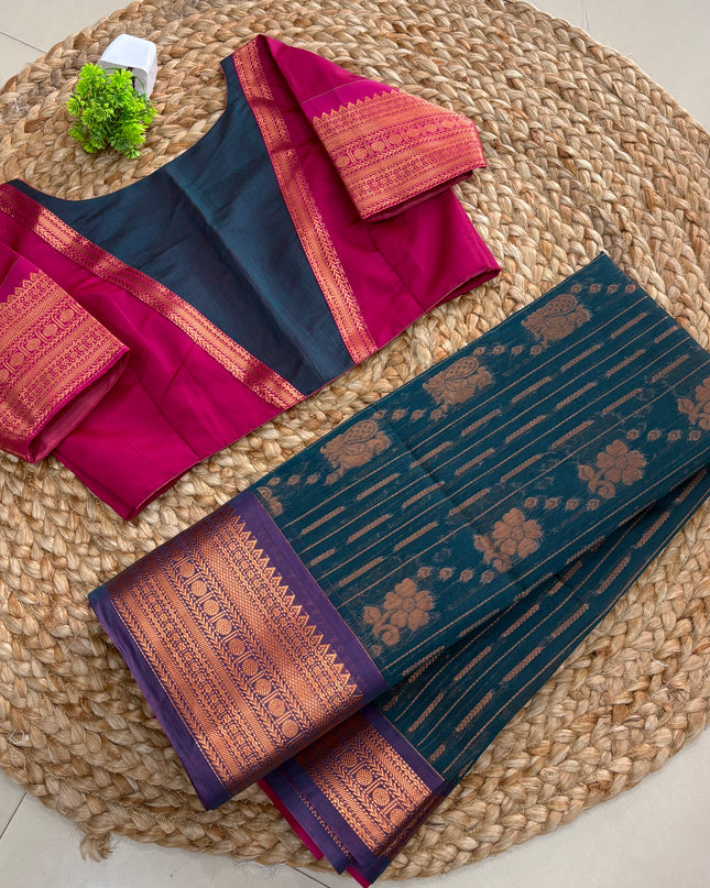 Saree With Stitched Blouse - (SIZE-40-44) - SWSB 959
