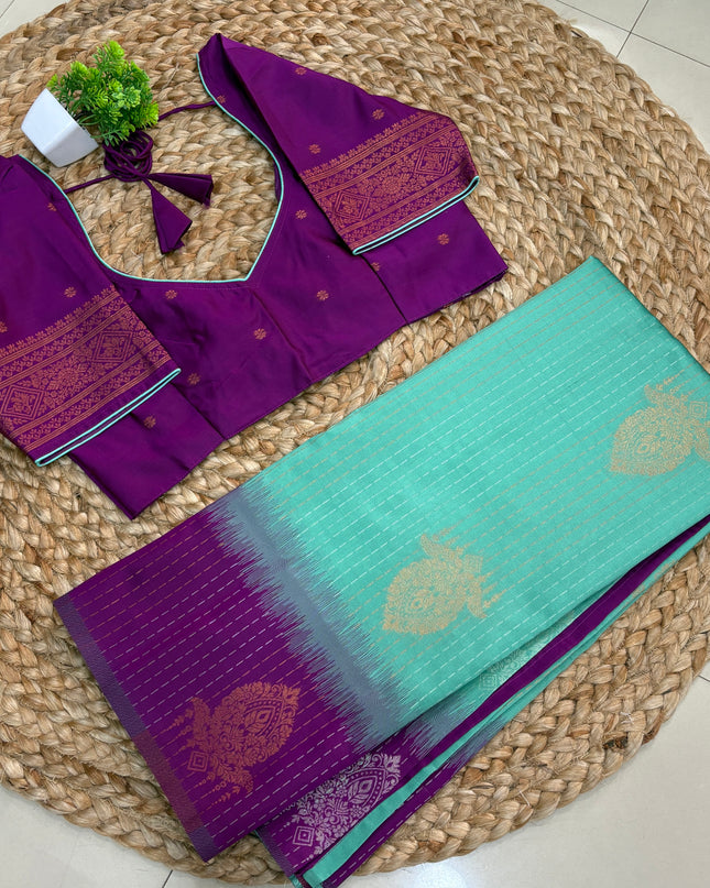 Saree With Stitched Blouse - (SIZE-38-42) - SWSB 988