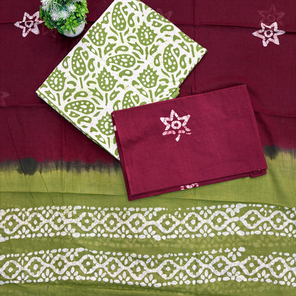 Classic Pure Cotton Batik Print Unstitched Salwar Set 🌿