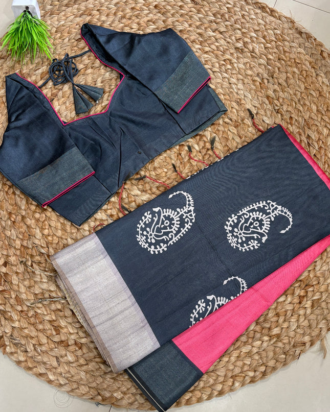 Saree With Stitched Blouse - (SIZE-34-38) - SWSB 985