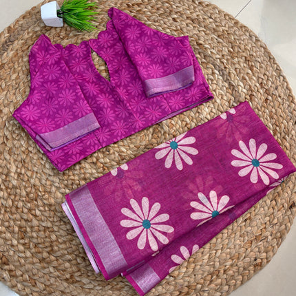 Saree With Stitched Blouse - (SIZE-40-44) - SWSB 956