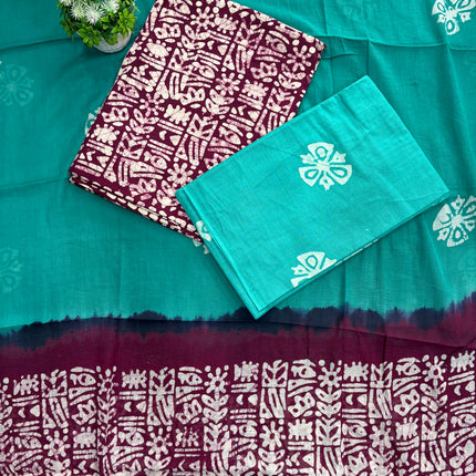 Elegant Pure Cotton Batik Kurta Material Set ✨