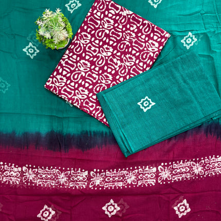 Pure Cotton Handcrafted Batik Salwar Fabric Set 🧵