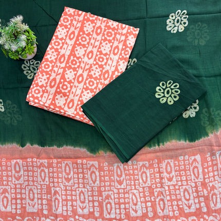 Pure Cotton Wax Batik Kurta Bottom Dupatta Set 🌸
