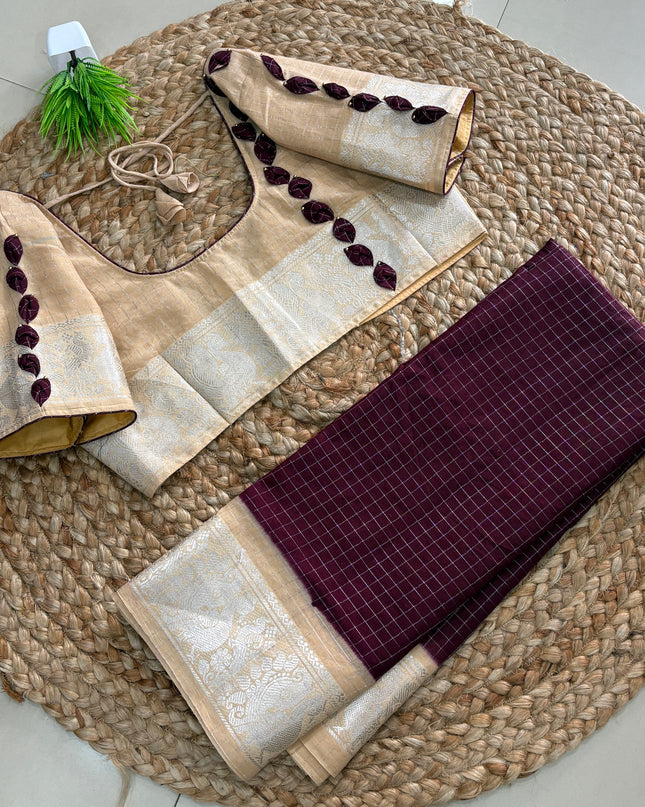 Saree With Stitched Blouse - (SIZE-44-48) - SWSB 935