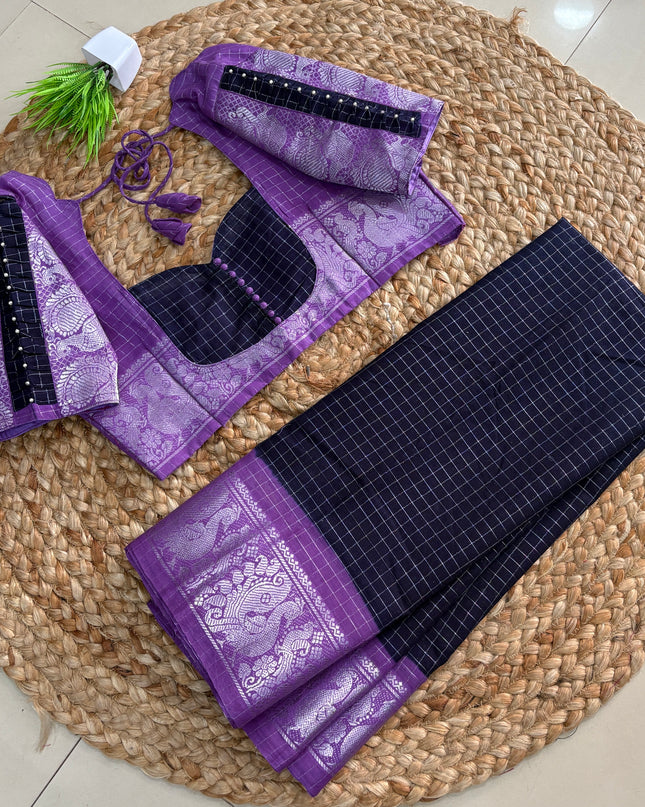 Saree With Stitched Blouse - (SIZE-40 -44) - SWSB 925