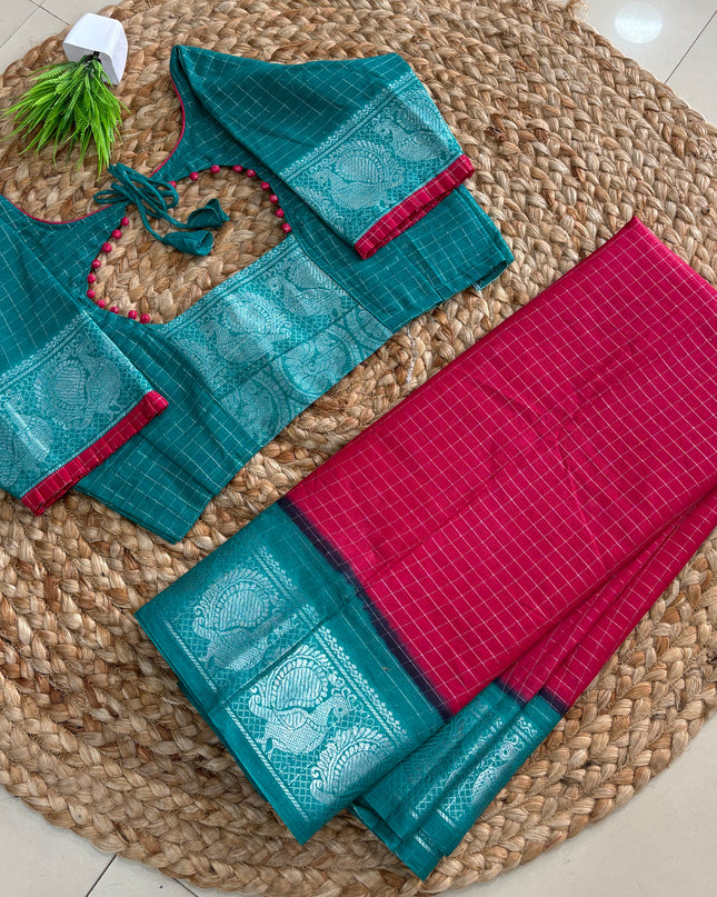 Saree With Stitched Blouse - (SIZE-42 -46) - SWSB 929