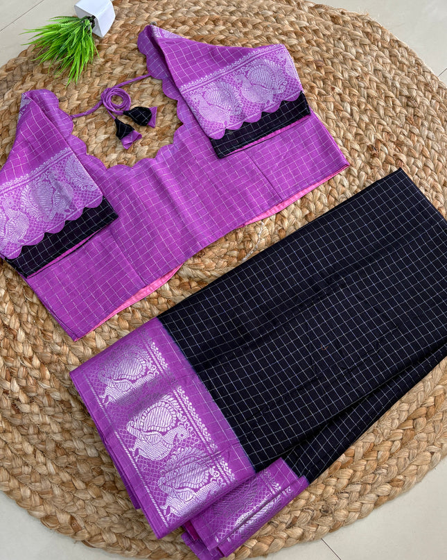 Saree With Stitched Blouse - (SIZE-44-48) - SWSB 934