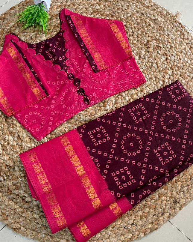 Saree With Stitched Blouse - (SIZE-42-46) - SWSB 933