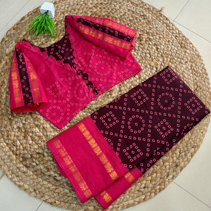 Saree With Stitched Blouse - (SIZE-42-46) - SWSB 933