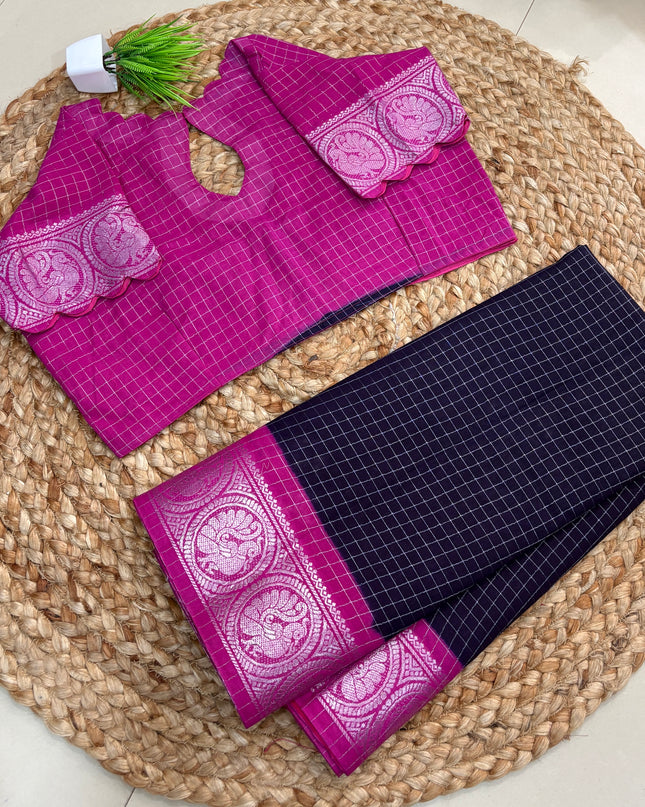 Saree With Stitched Blouse - (SIZE-44-48) - SWSB 936