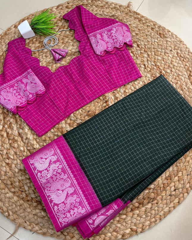 Saree With Stitched Blouse - (SIZE-40-44) - SWSB 941