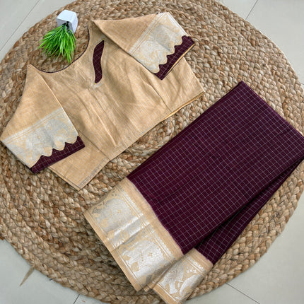 Saree With Stitched Blouse - (SIZE-40 -44) - SWSB 930