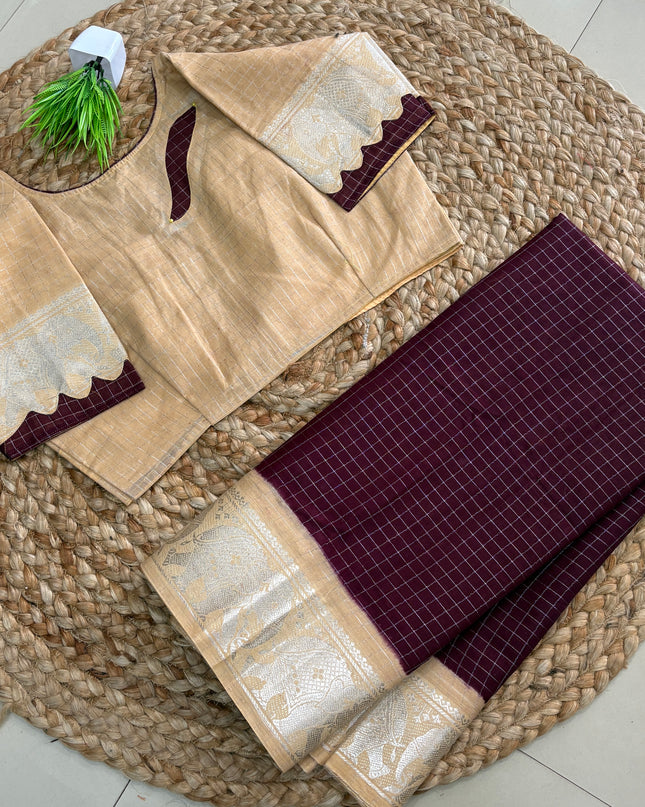 Saree With Stitched Blouse - (SIZE-40 -44) - SWSB 930