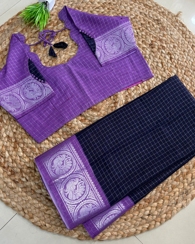 Saree With Stitched Blouse - (SIZE-42-46) - SWSB 931