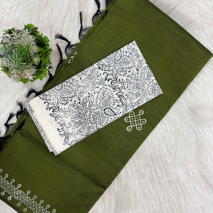Olive Grace South Cotton Mix Saree 💚