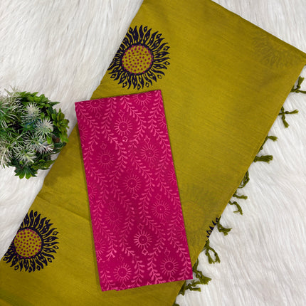 Elegant Drape Cotton Mix Saree 🌸