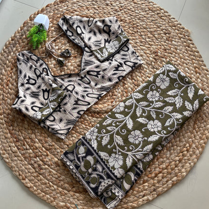 Saree With Stitched Blouse - (SIZE-42-46) - SWSB 947