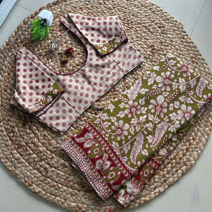 Saree With Stitched Blouse - (SIZE-40-44) - SWSB 955
