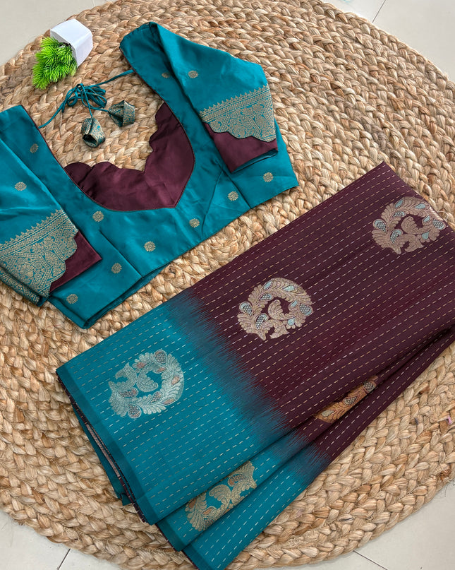 Saree With Stitched Blouse - (SIZE-34-38) - SWSB 974