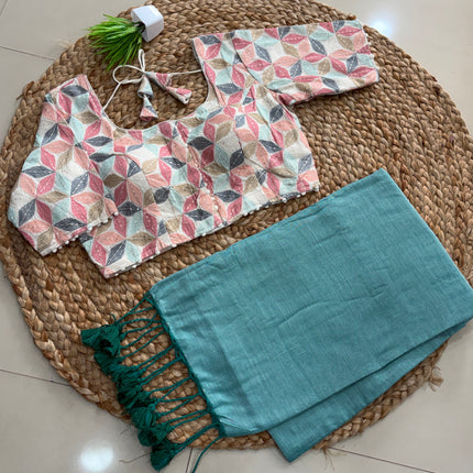 Saree With Stitched Blouse - (SIZE-42-46) - SWSB 961