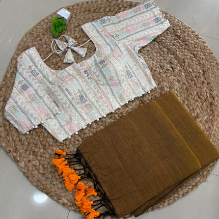 Saree With Stitched Blouse - (SIZE-42-46) - SWSB 963