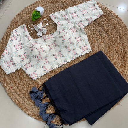 Saree With Stitched Blouse - (SIZE-42-46) - SWSB 964
