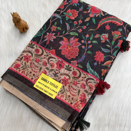 Linen Cotton Saree - LCS 07